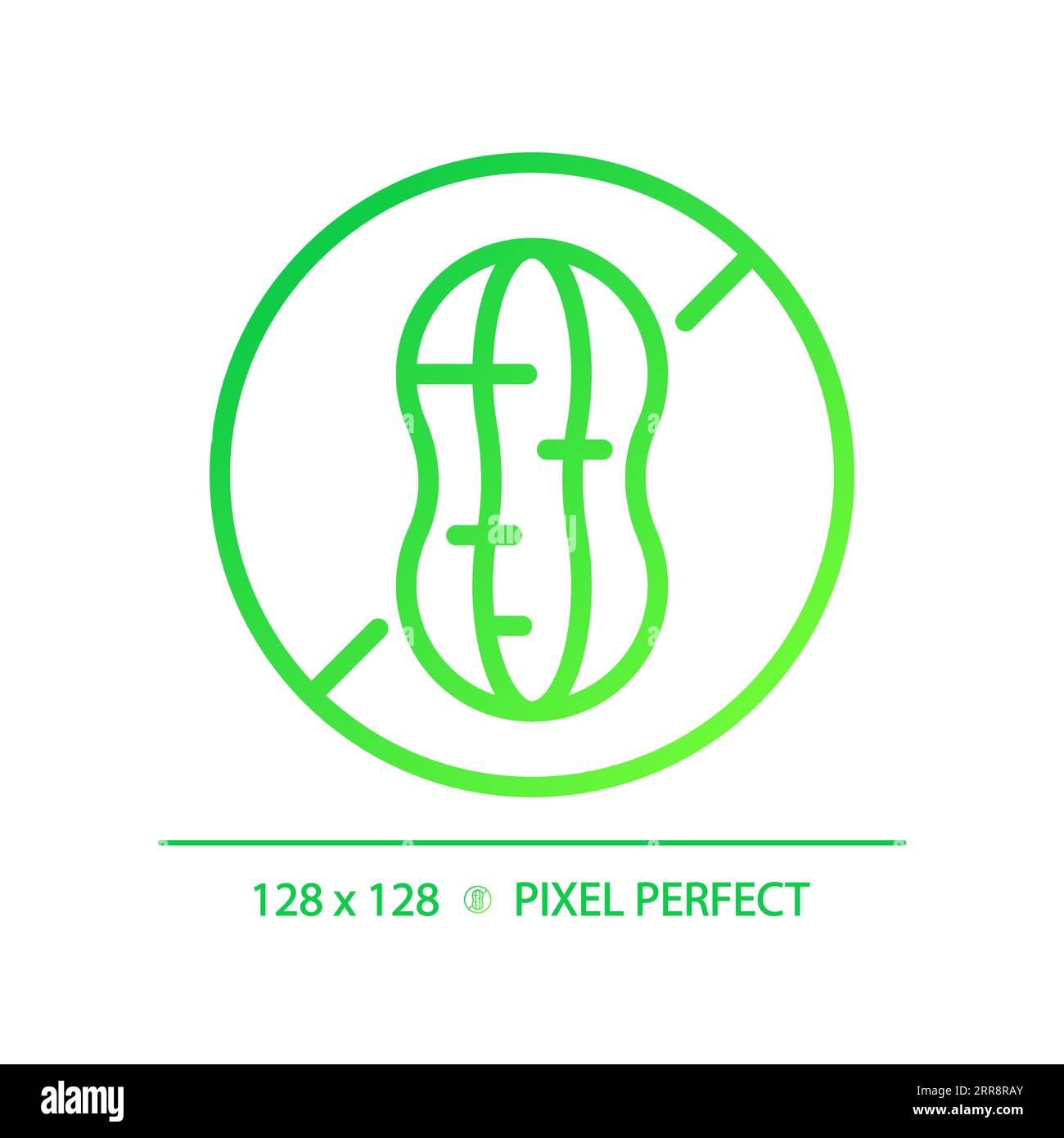 2D thin linear green gradient nut free icon Stock Vector