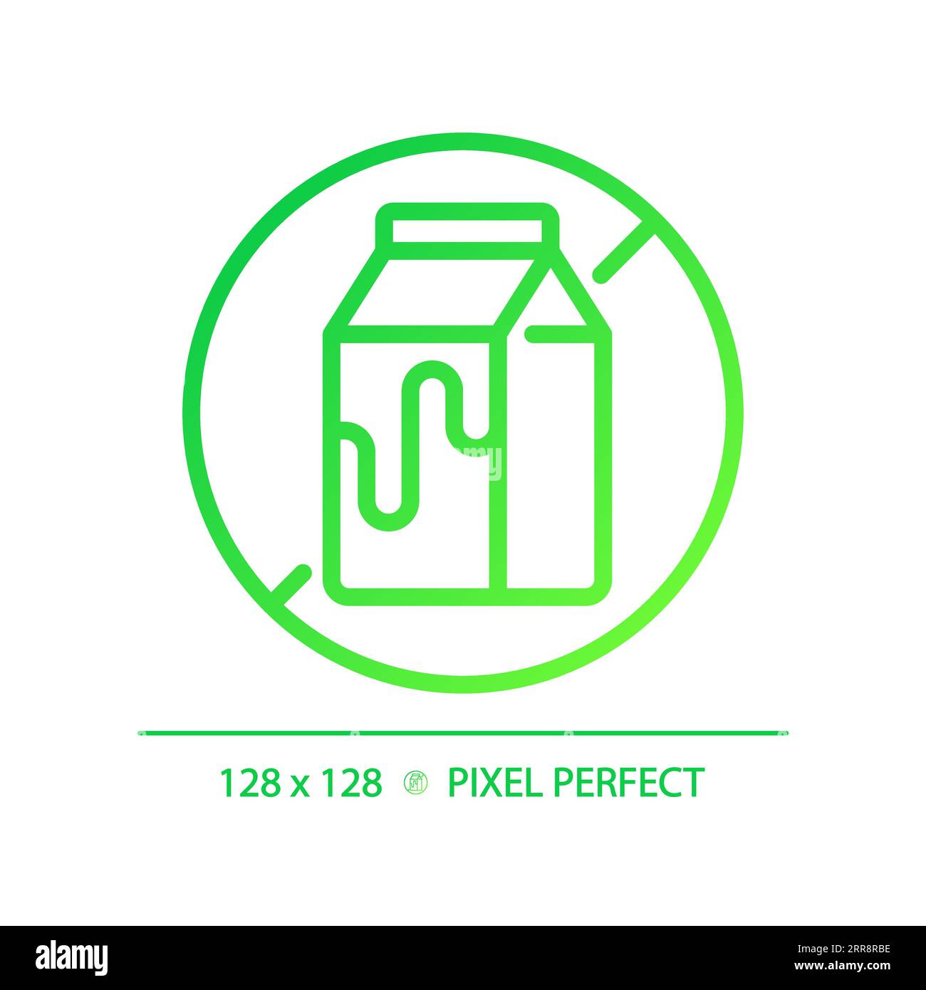 2D thin linear green gradient lactose free icon Stock Vector