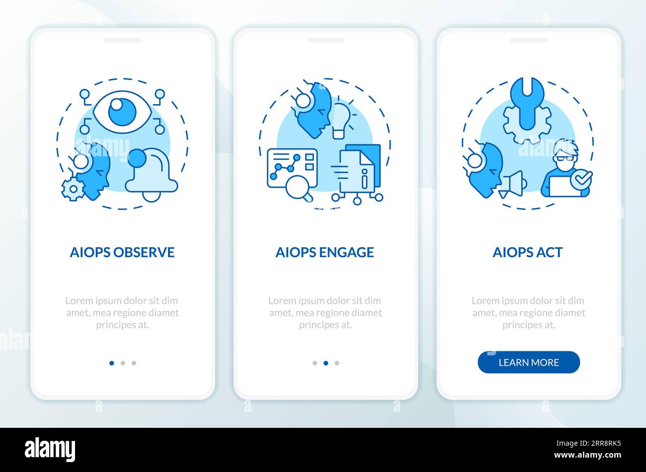 Walkthrough AI ops with blue linear icons concept Stock Vector Image ...