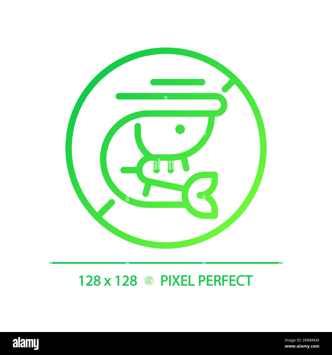 2D thin linear green gradient shrimp free icon Stock Vector