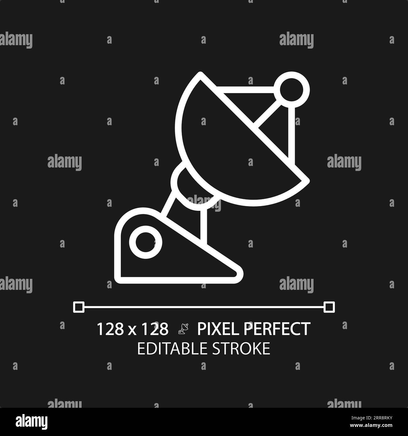 Parabolic dish pixel perfect white linear icon for dark theme Stock Vector
