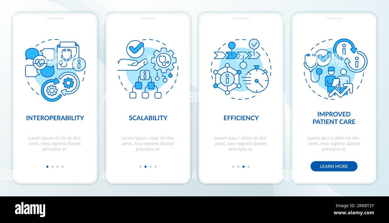 Walkthrough HIR with thin line blue icons concept Stock Vector