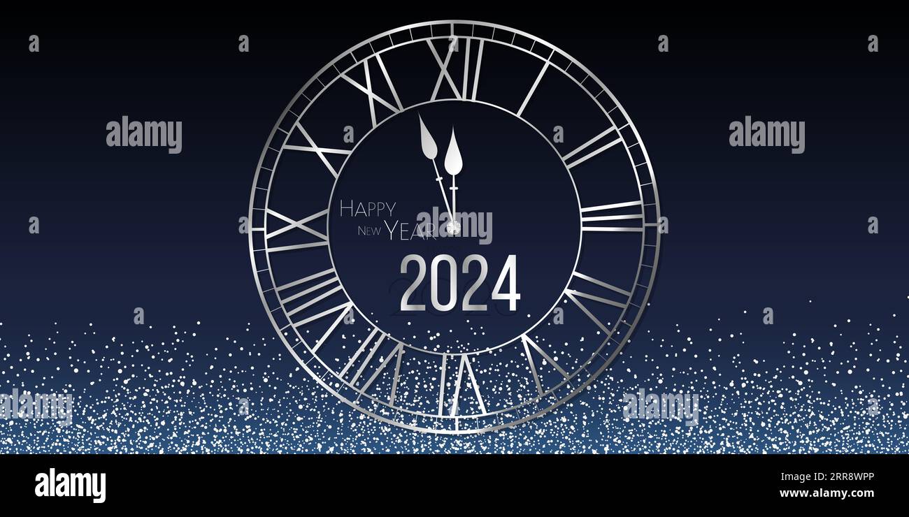 New year 2024 countdown clock over silver Vector Image