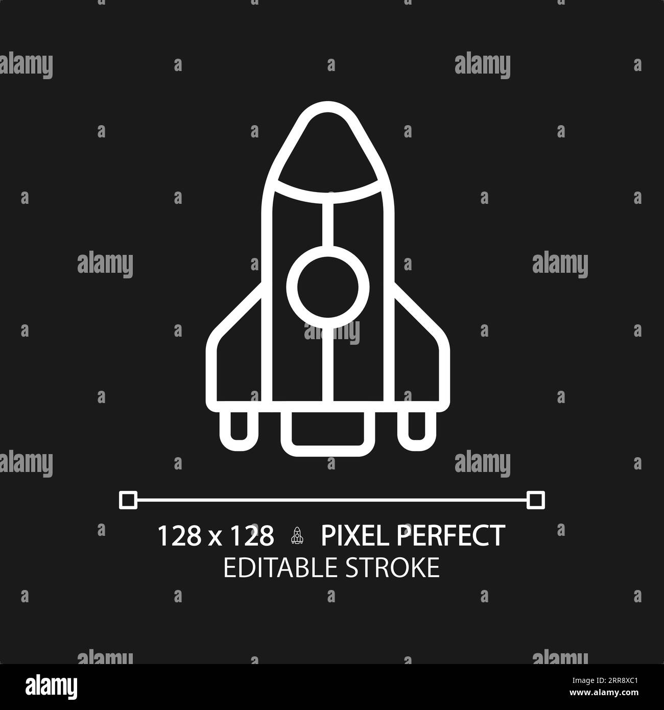 Rocket pixel perfect white linear icon for dark theme Stock Vector ...