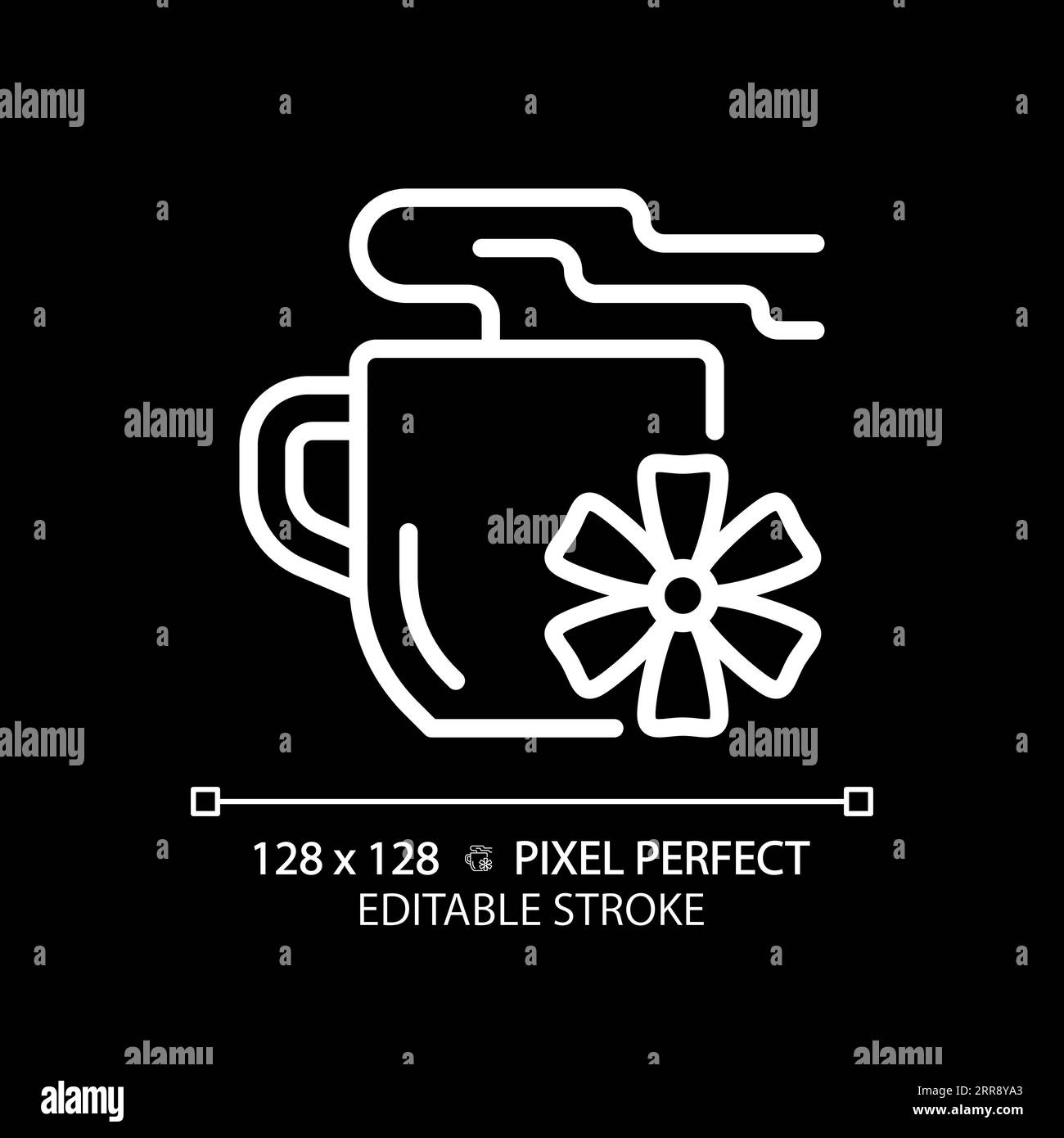 2D customizable thin linear white flower tea icon Stock Vector
