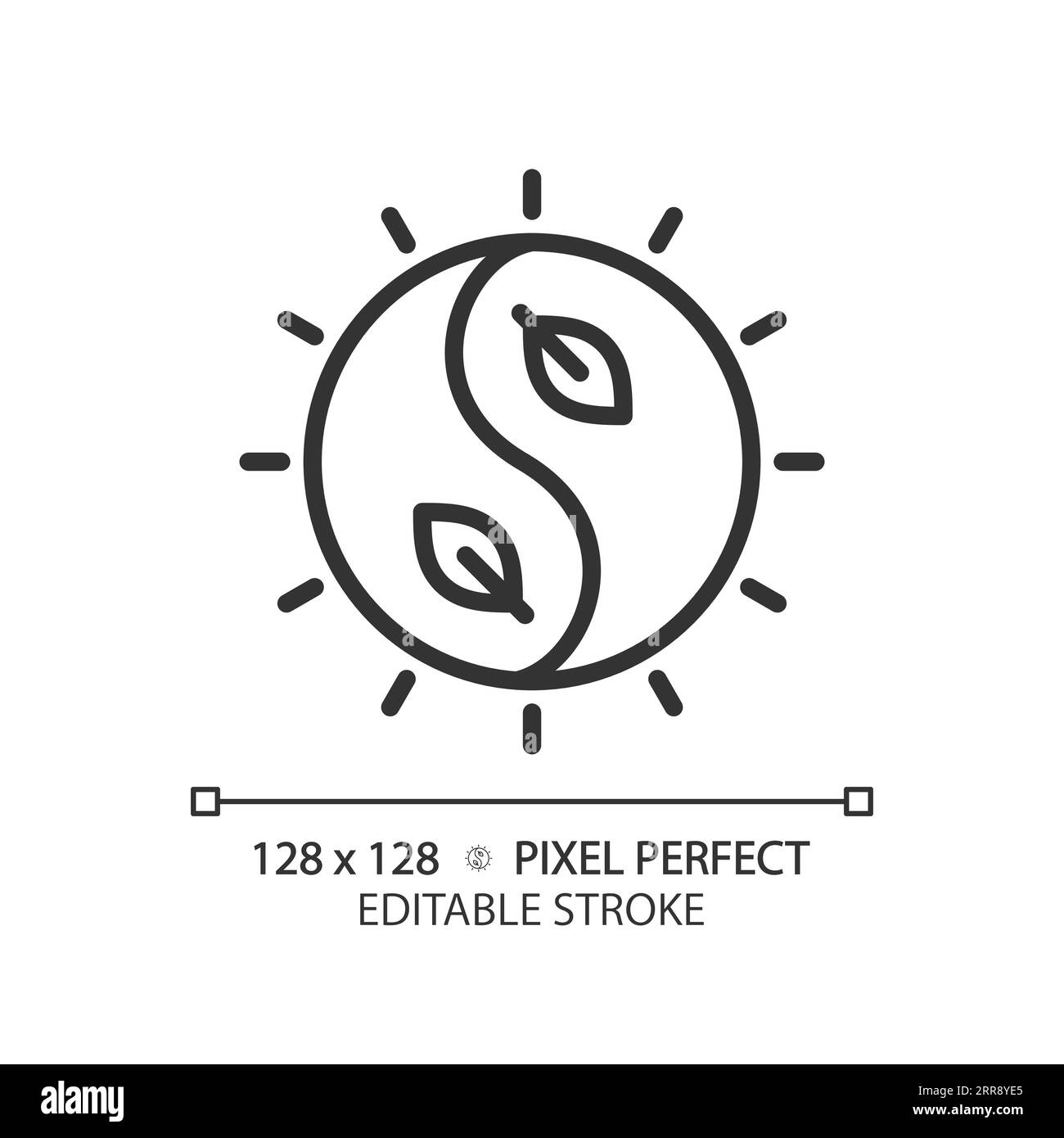 2D customizable yin and yang black linear icon Stock Vector