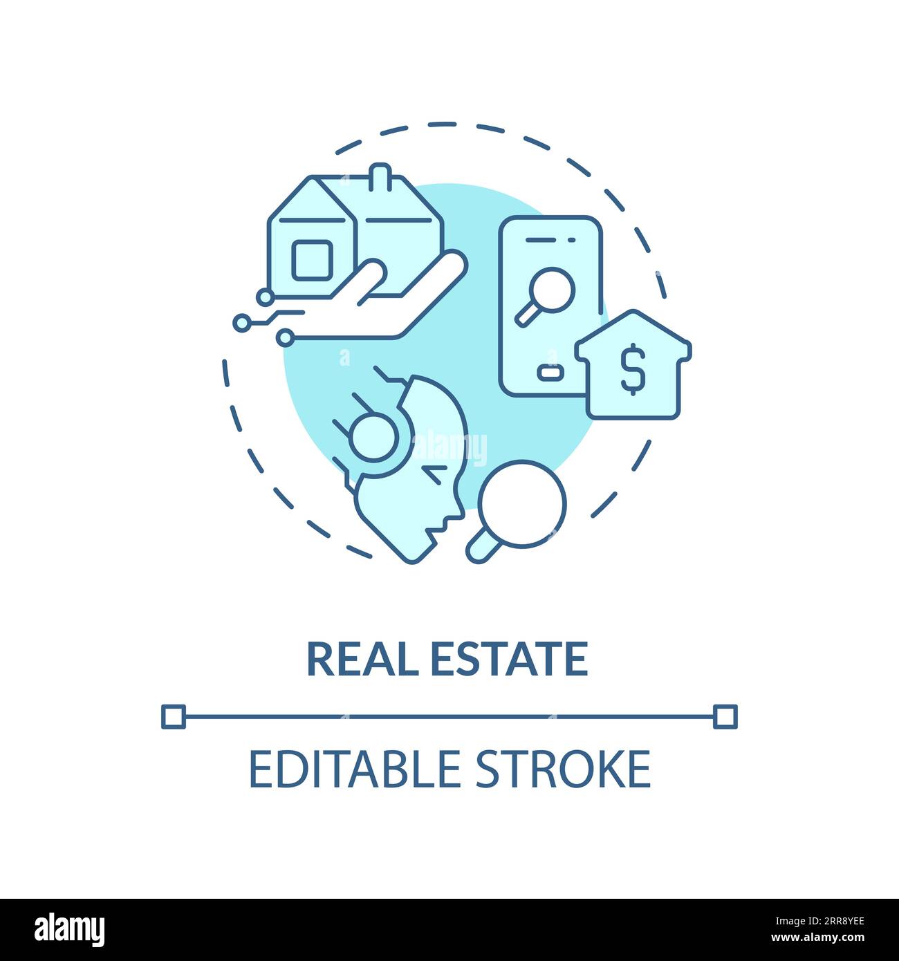 2D customizable real estate line icon concept Stock Vector