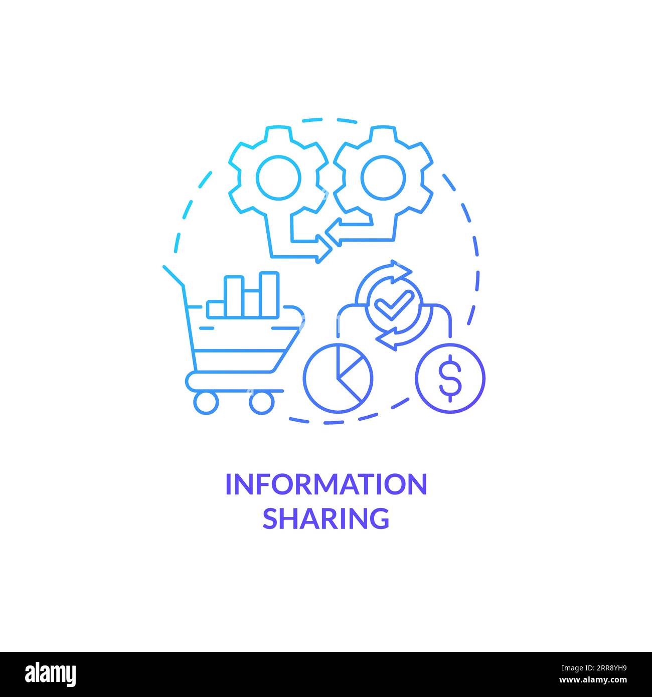 2D information sharing gradient line icon concept Stock Vector