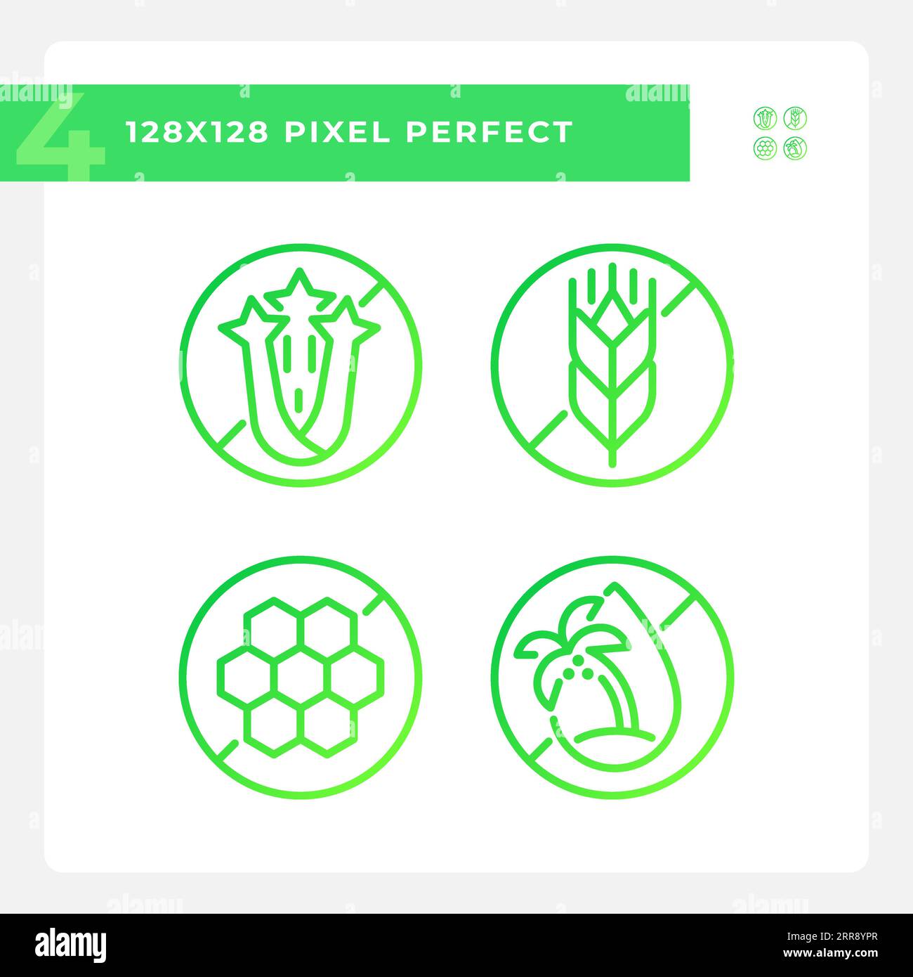 Pixel perfect gradient allergen free linear icons set Stock Vector