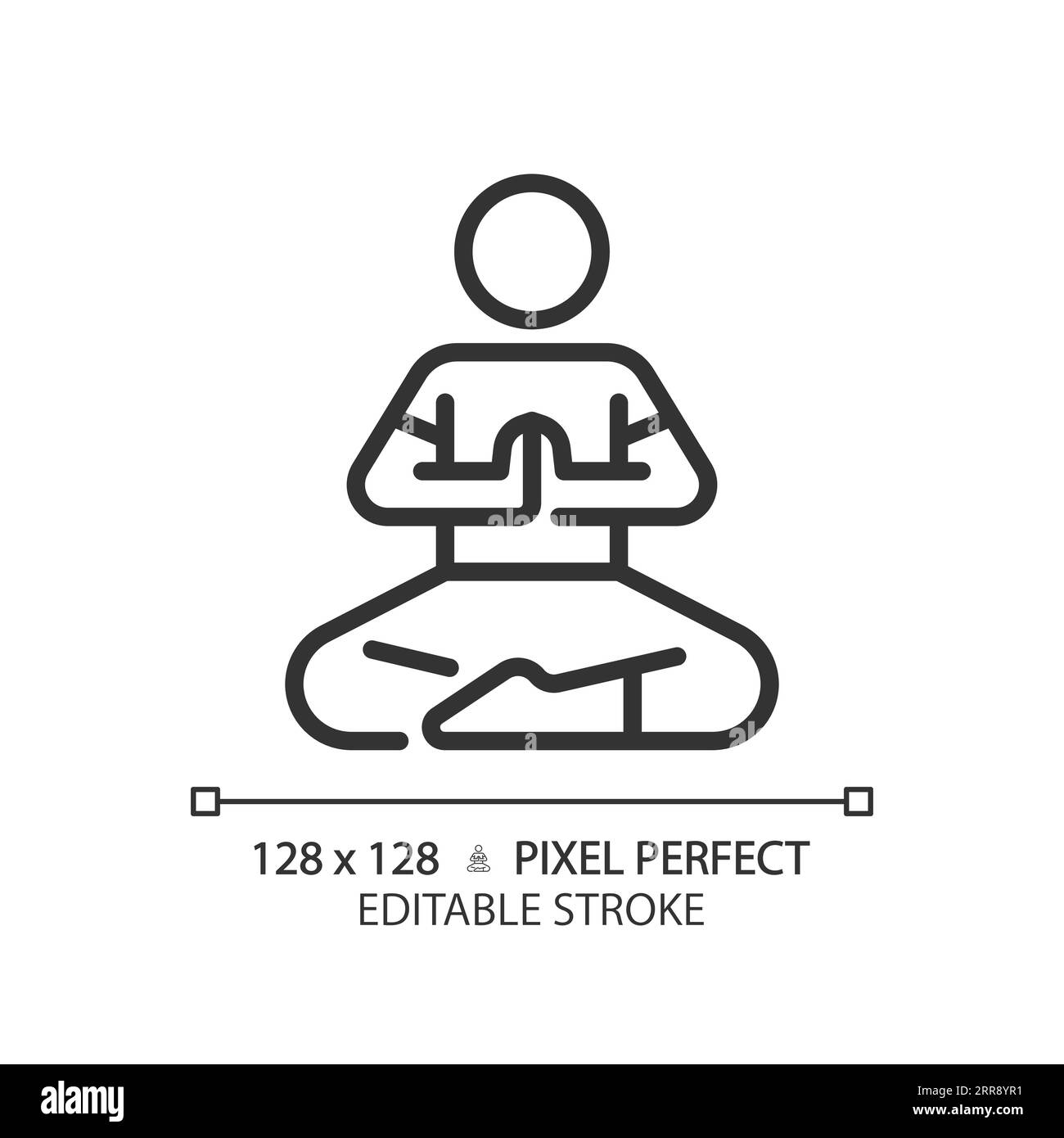 2D customizable prayer pose black linear icon Stock Vector