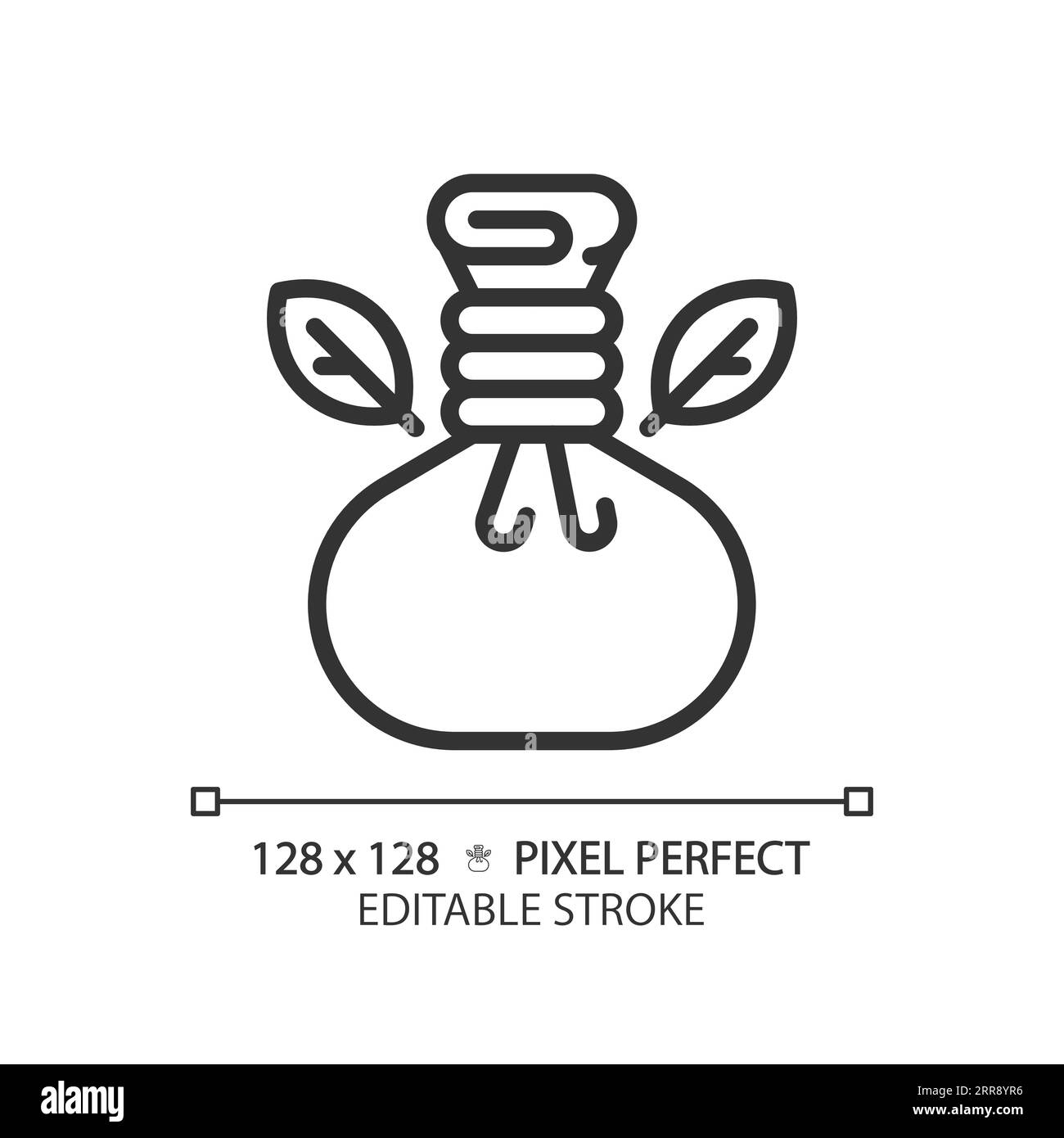 2D customizable herbal compress black linear icon Stock Vector