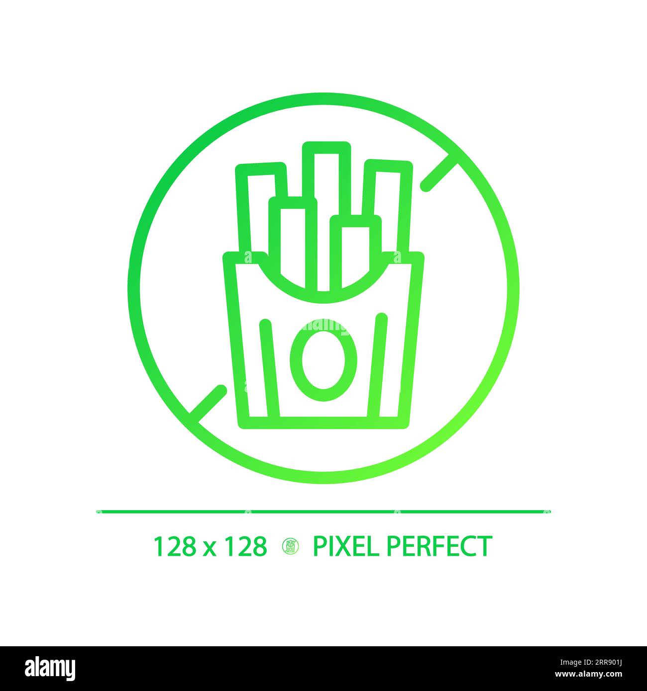 2D thin linear green gradient trans fat free icon Stock Vector