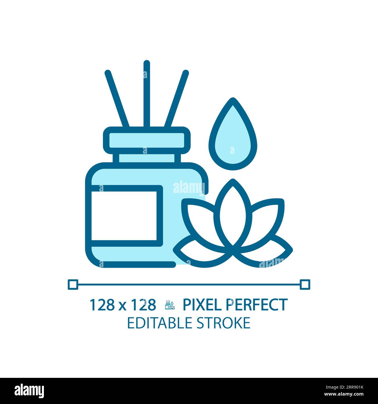 2D customizable incense sticks and lotus linear icon Stock Vector