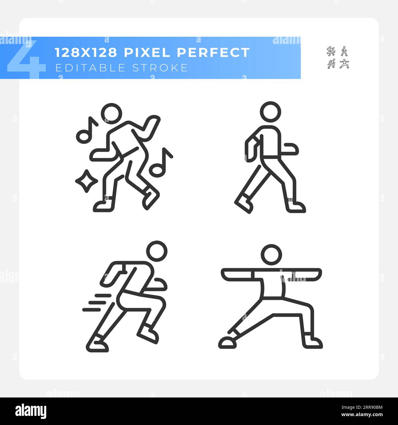 Editable pixel perfect black fitness icons Stock Vector Image & Art - Alamy