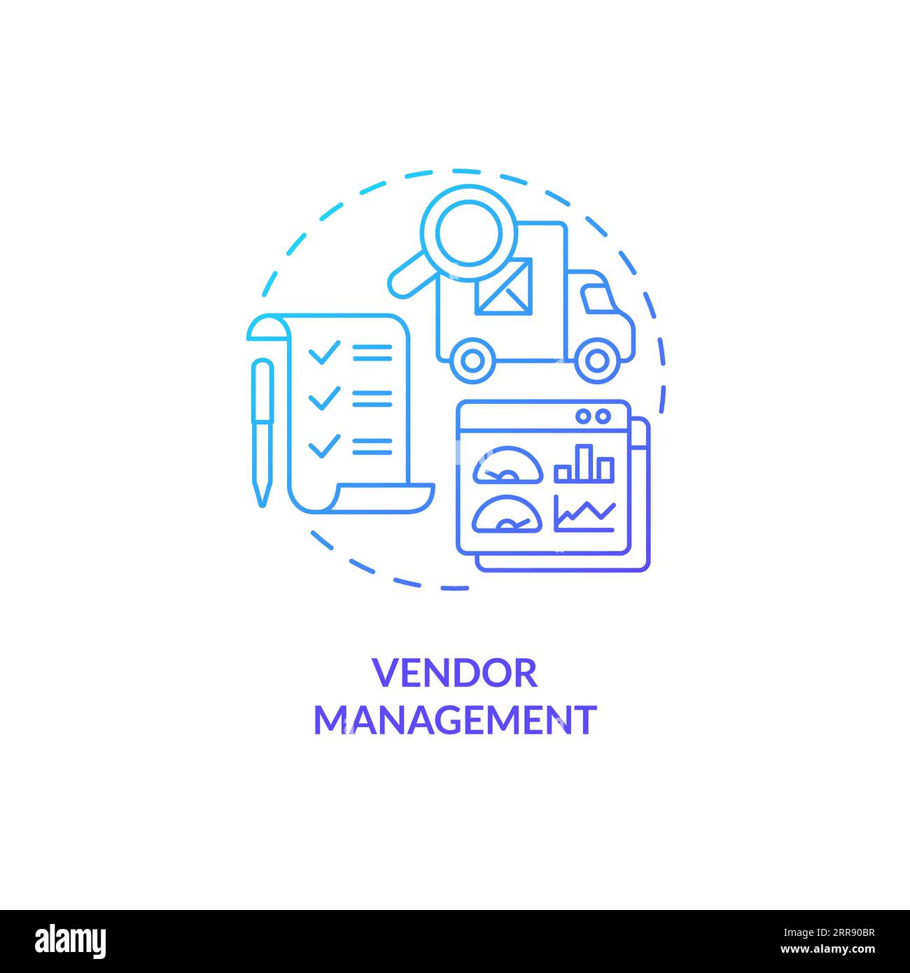 2D vendor management gradient line icon concept Stock Vector