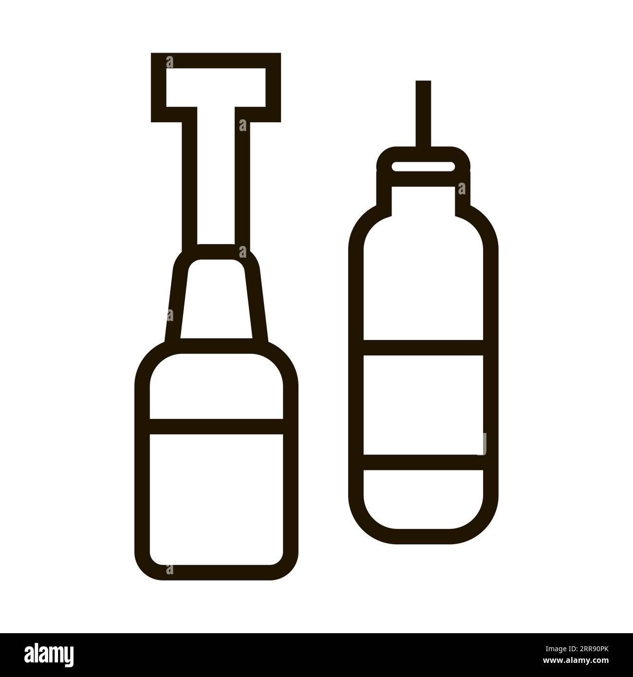 Bottle of ketchup and mustard with dispenser isolated on white Stock