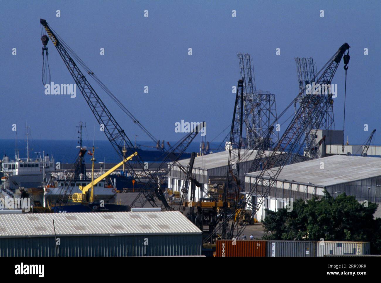 Beirut Lebanon Port With Cranes Stock Photo
