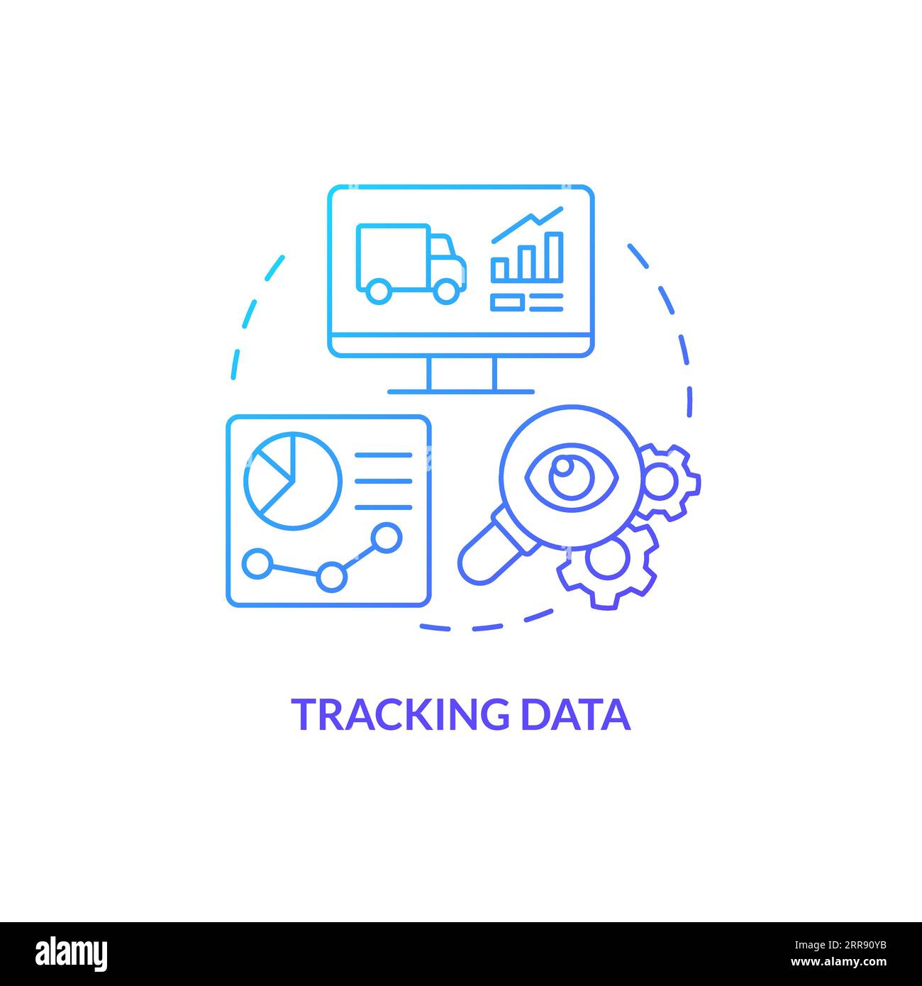 2D tracking data gradient line icon concept Stock Vector