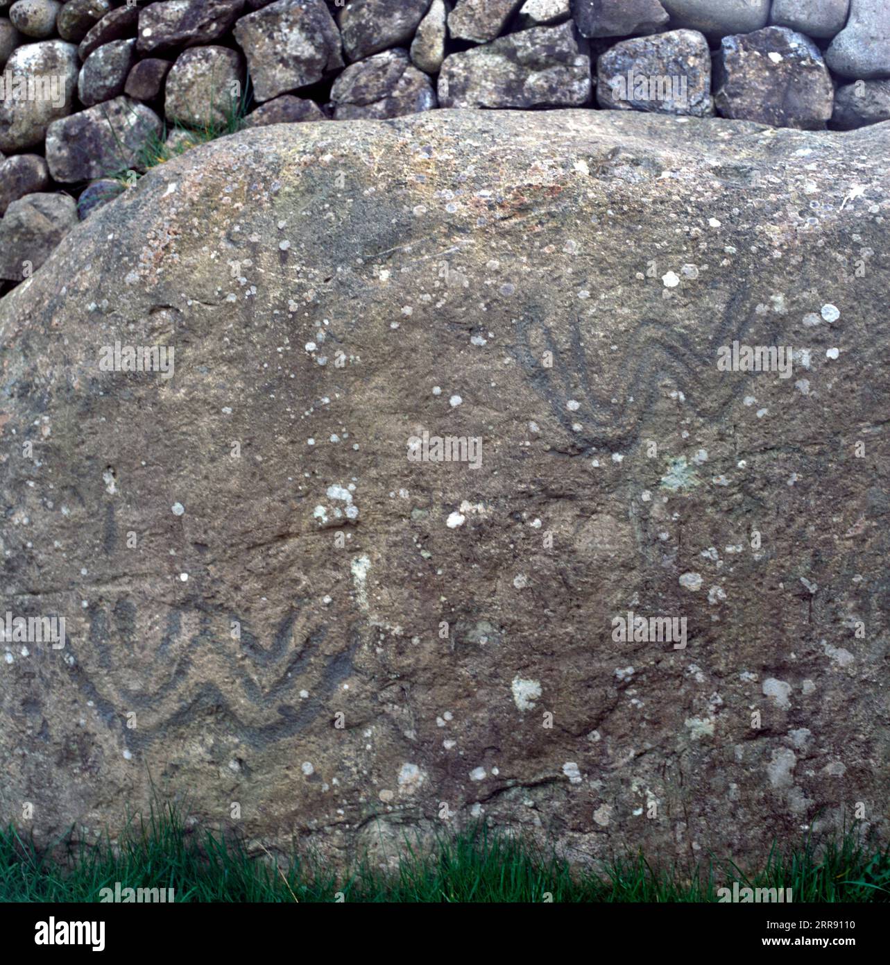 Meath Ireland Newgrange Kerbstone From Ancient Cairn Stock Photo