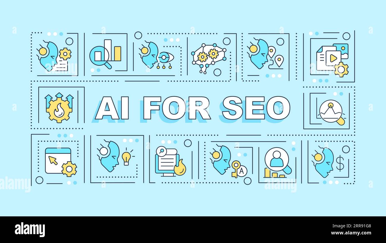 AI for SEO text with linear icons Stock Vector