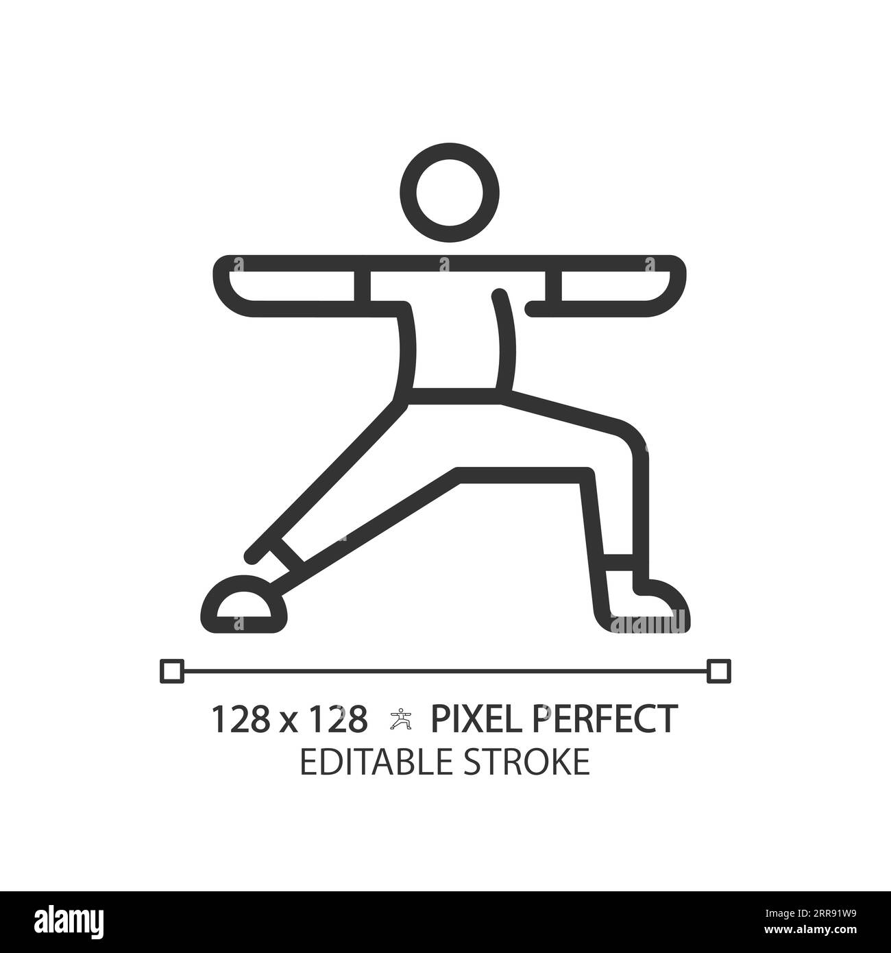 2D customizable yoga exercise black linear icon Stock Vector