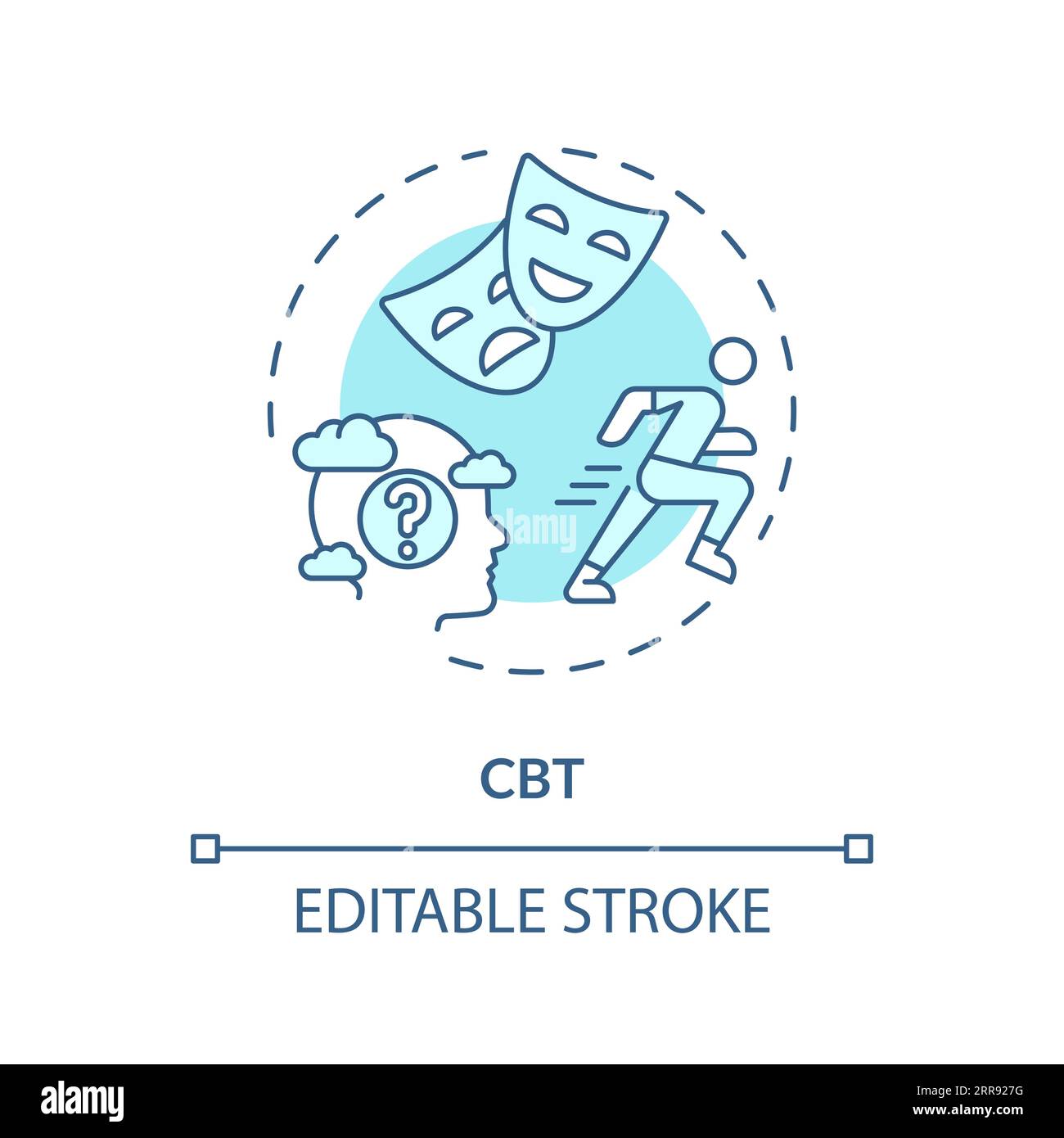 2D CBT blue line icon concept Stock Vector