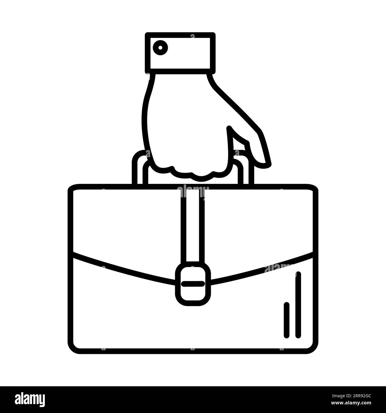 Hand holding briefcase with documents isolated on white Stock Vector