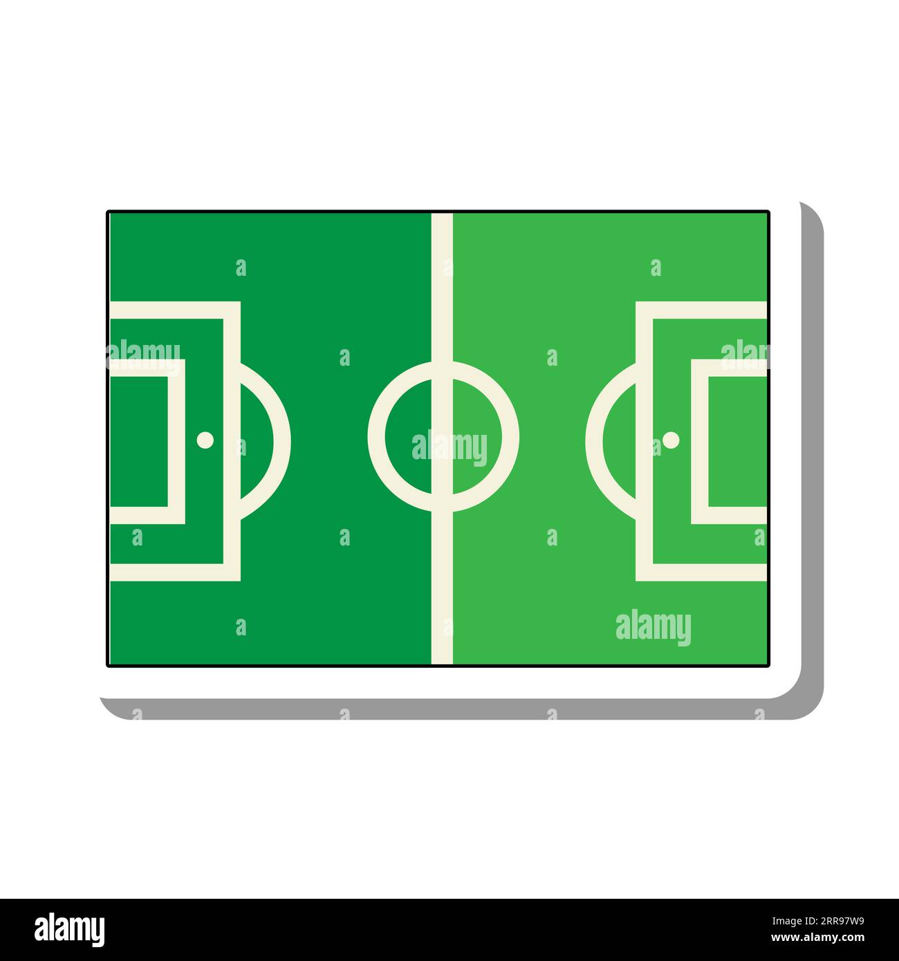 Green soccer field with marking lines top view Stock Vector