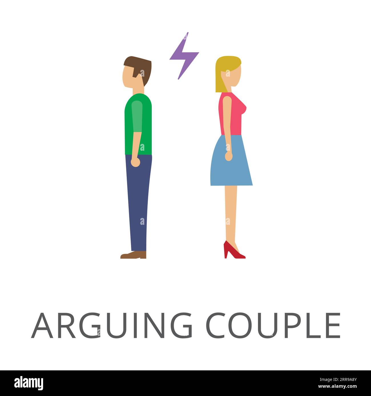 Arguing wife and husband flat vector icon Stock Vector