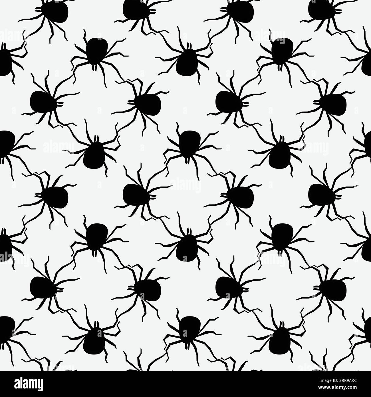 Black and white insects silhouettes seamless pattern. For Halloween ...