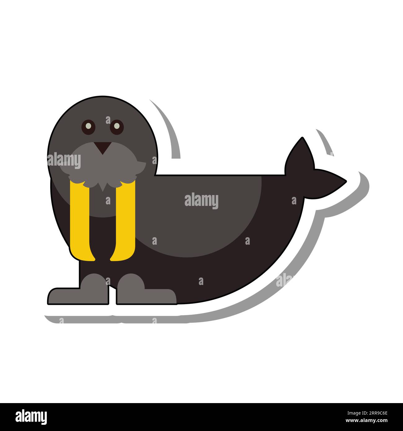 Fat northern hulking walrus with tusks Stock Vector