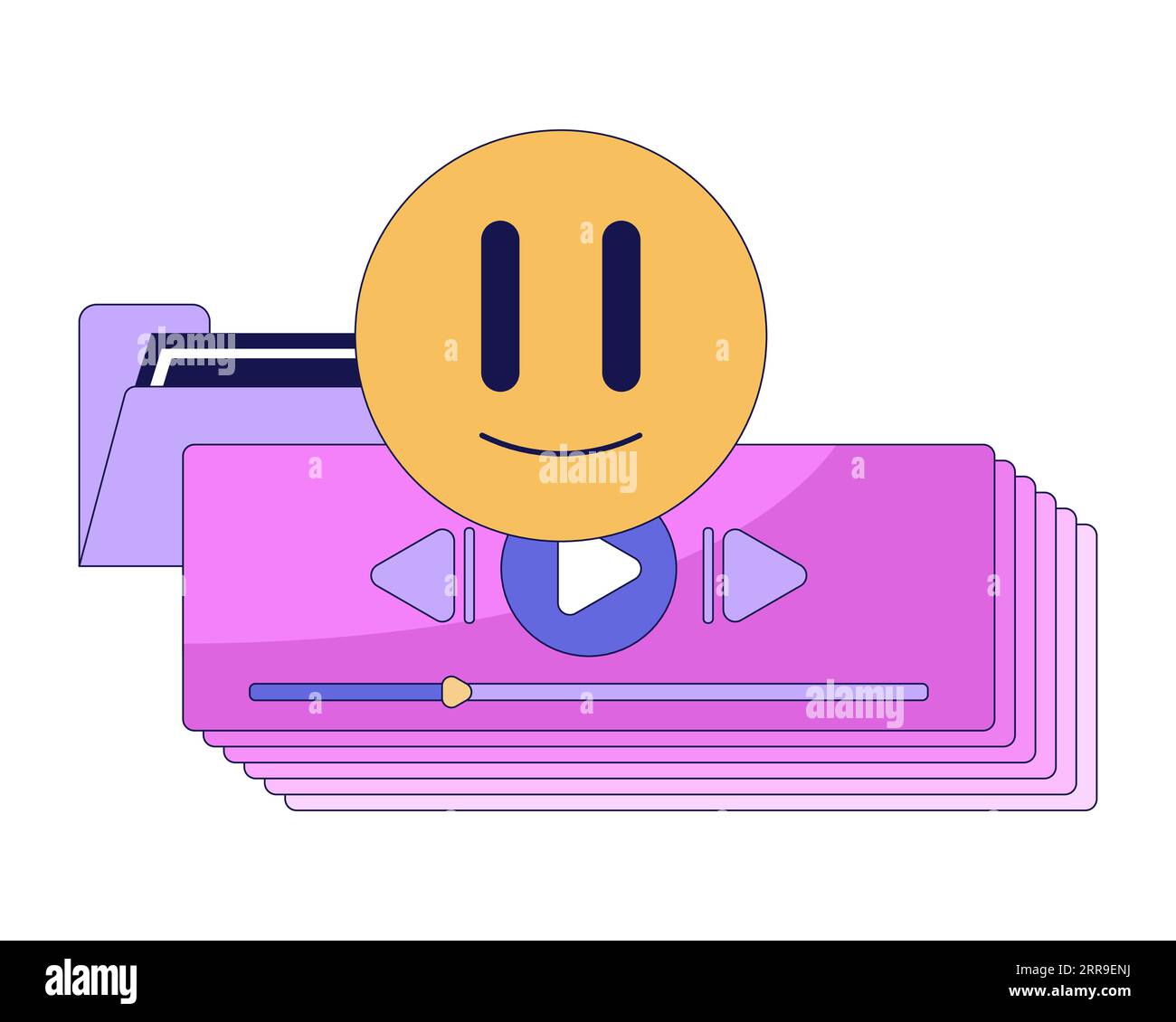 Vaporwave computer shortcuts flat line color isolated vector object Stock Vector