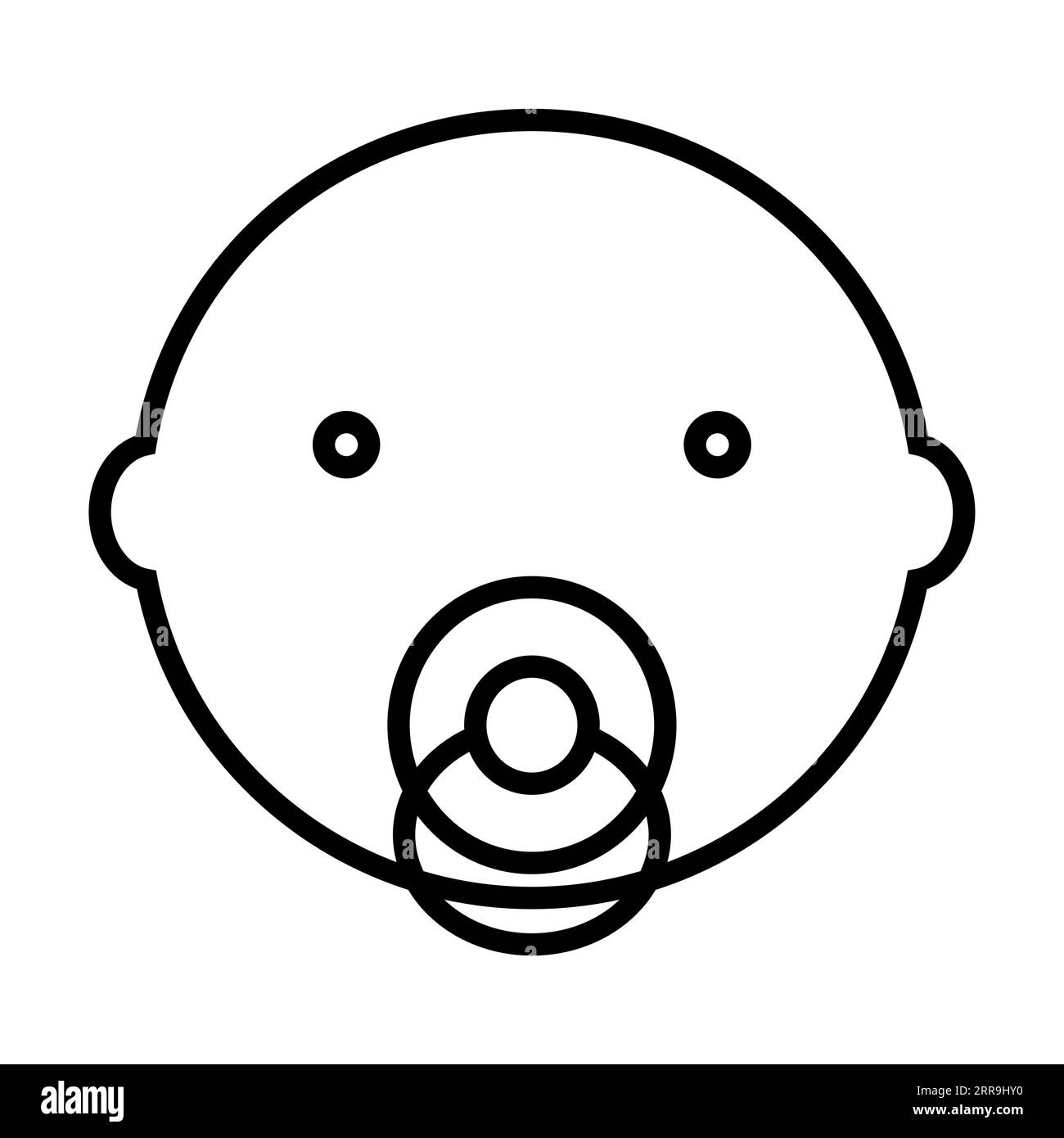 Baby boy face with pacifier in mouth isolated on white Stock Vector