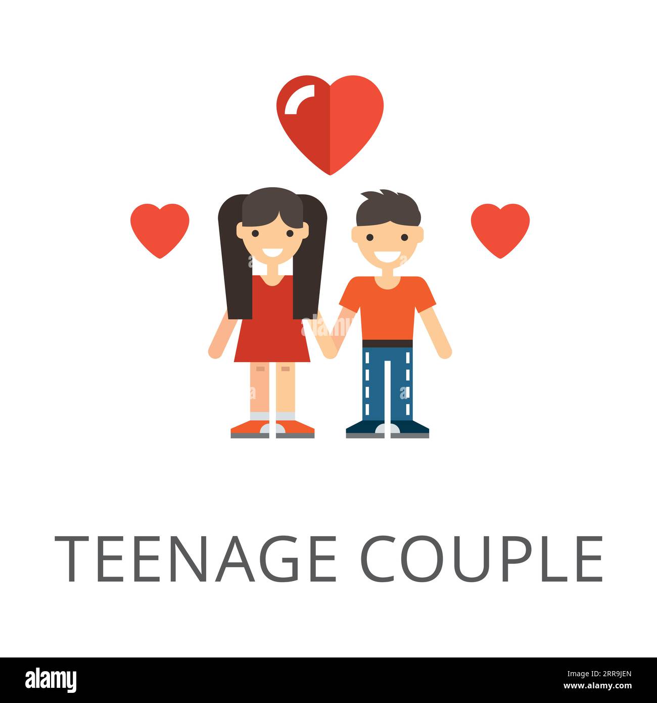 Teenage couple holding hands flat vector icon Stock Vector Image & Art ...