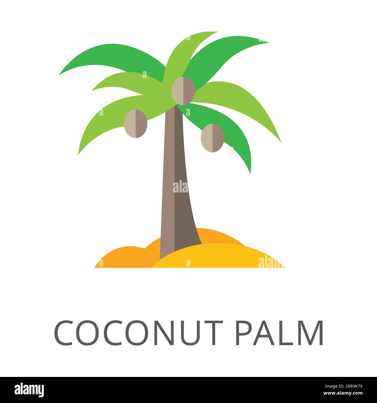 Palm tree with coconuts on beach symbol flat vector icon Stock Vector