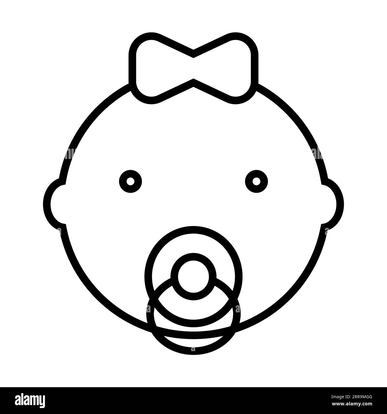Baby girl face with pacifier in mouth isolated on white Stock Vector