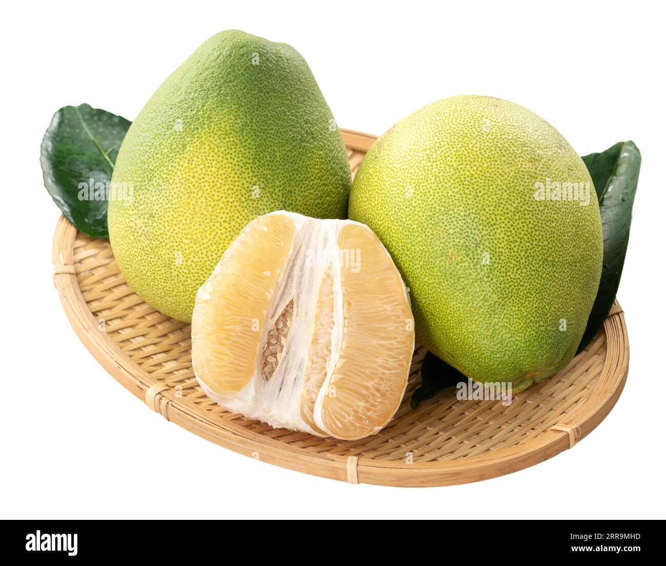 Fresh peeled pomelo, pummelo, grapefruit, shaddock isolated on white background, clipping path
