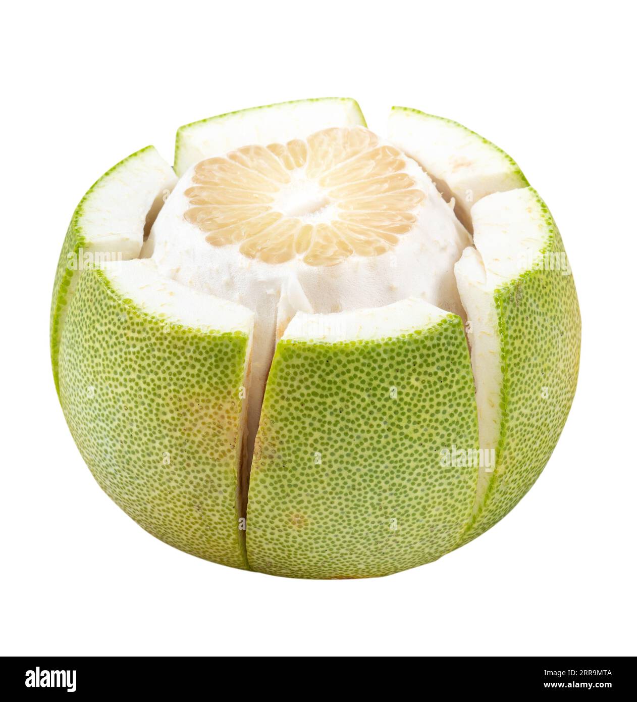 Fresh peeled pomelo, pummelo, grapefruit, shaddock isolated on white background, clipping path