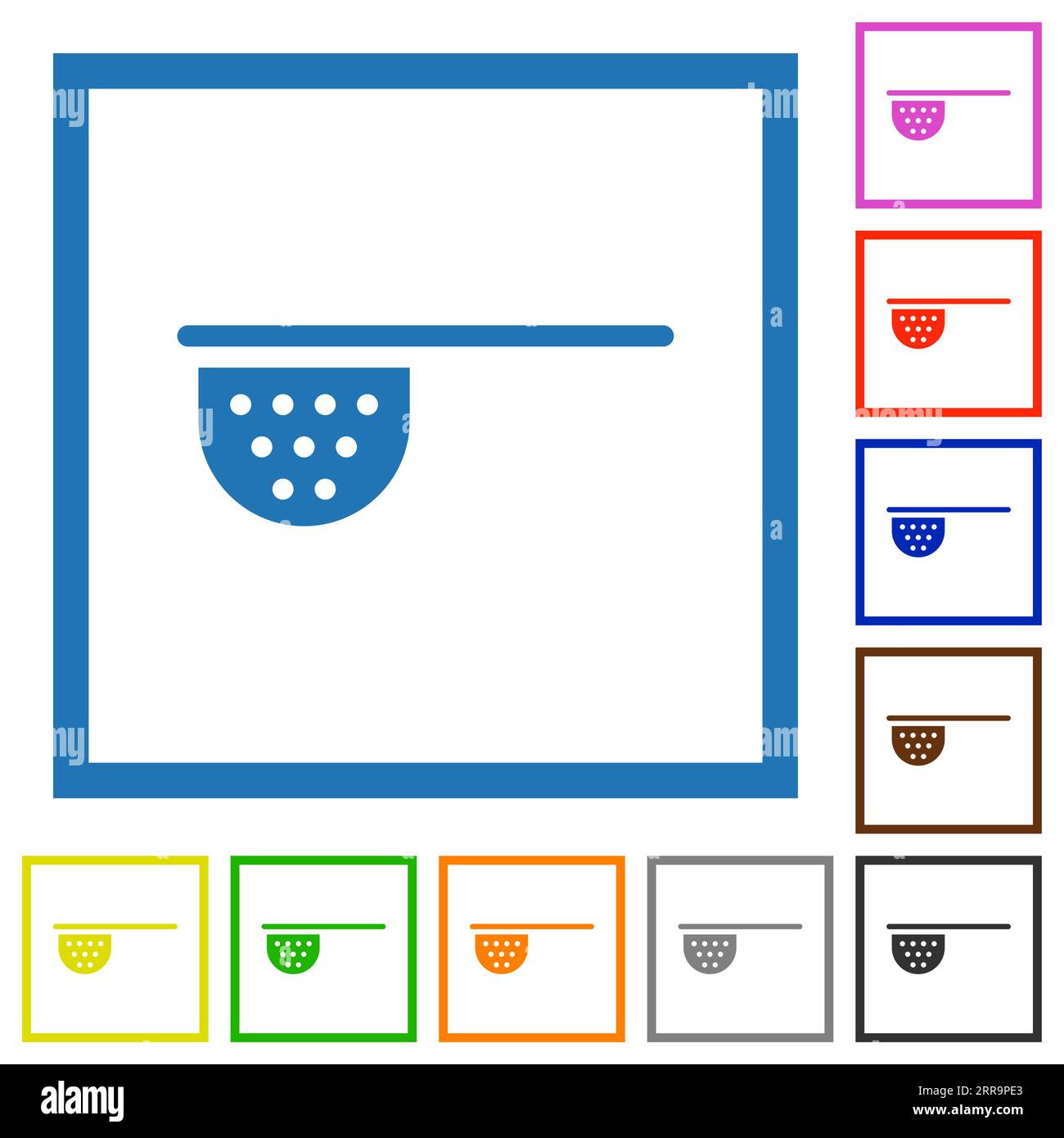 Tea stainer flat color icons in square frames on white background Stock Vector
