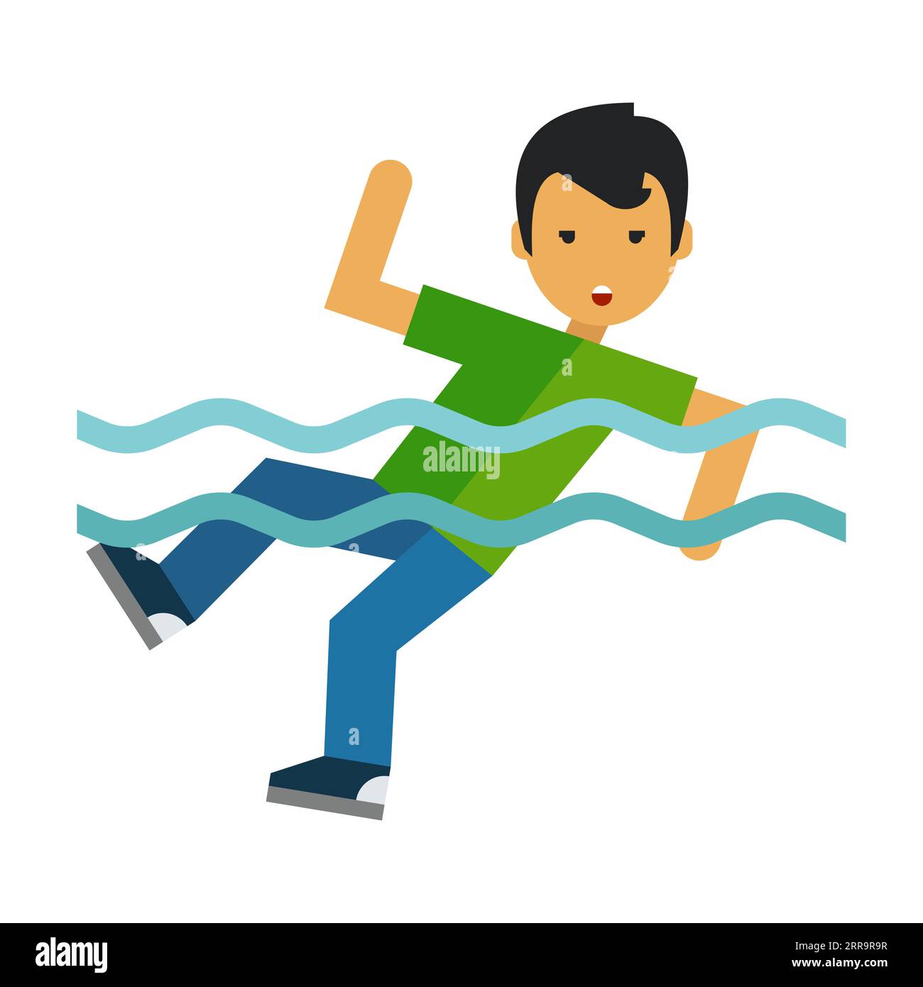 Careless man drowning in water flat vector icon Stock Vector Image