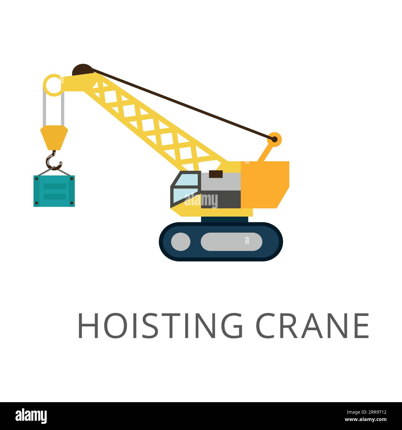 Side view of yellow hoisting crane flat vector icon Stock Vector Image