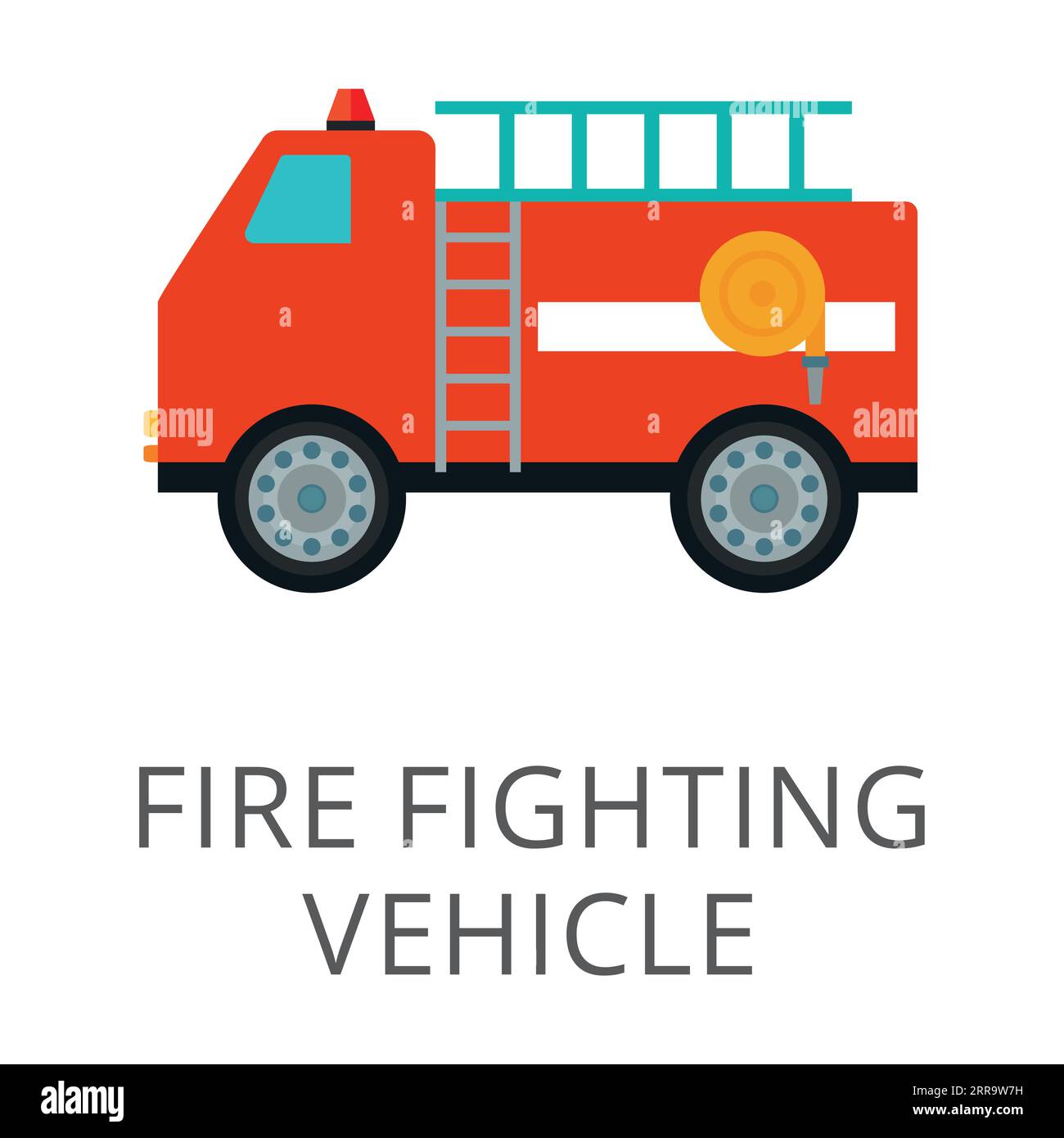 Red fire truck isolated on white Stock Vector
