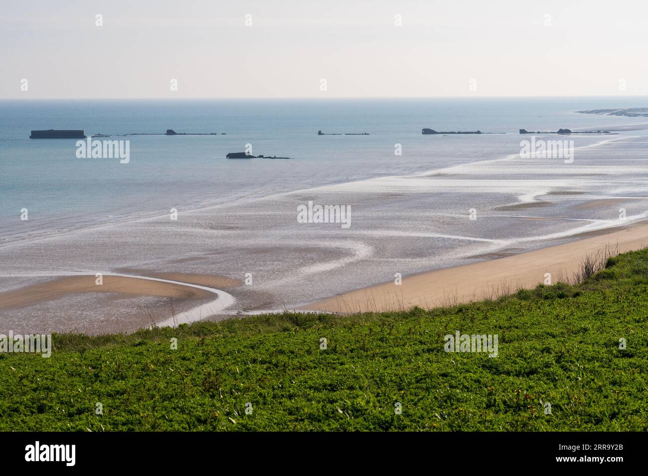 Mulberry Harbour at Arromanches and Omaha Beach, Normandy, France: D
