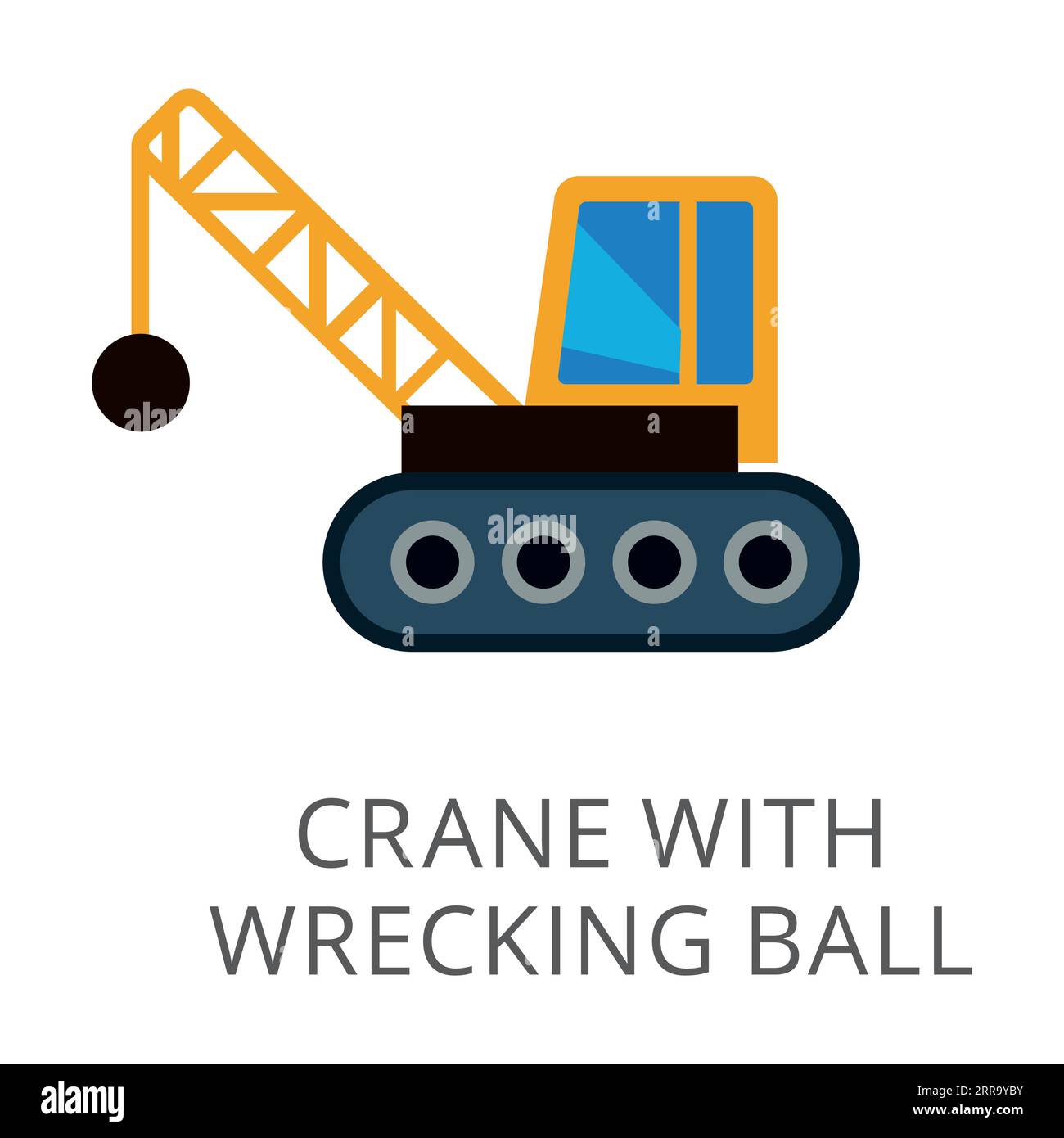 Wall demolition ball crane isolated on white Stock Vector