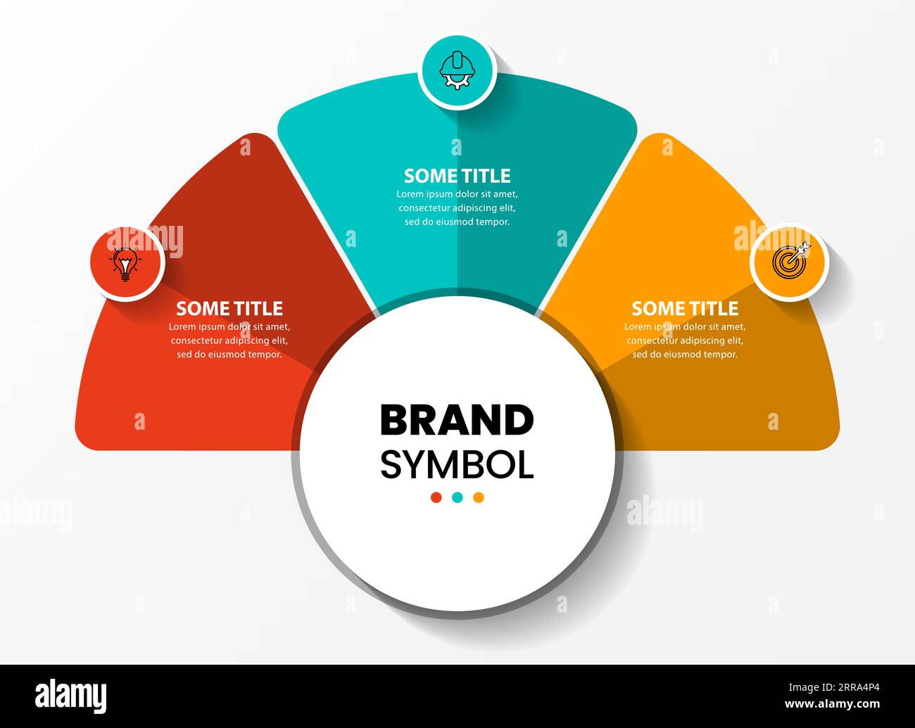 Infographic template with icons and 3 options or steps. Semicircle. Can ...