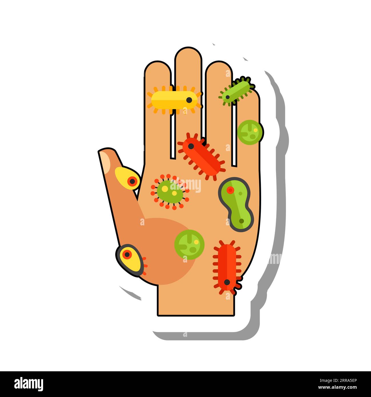 Human hand palm infected with dangerous viruses Stock Vector