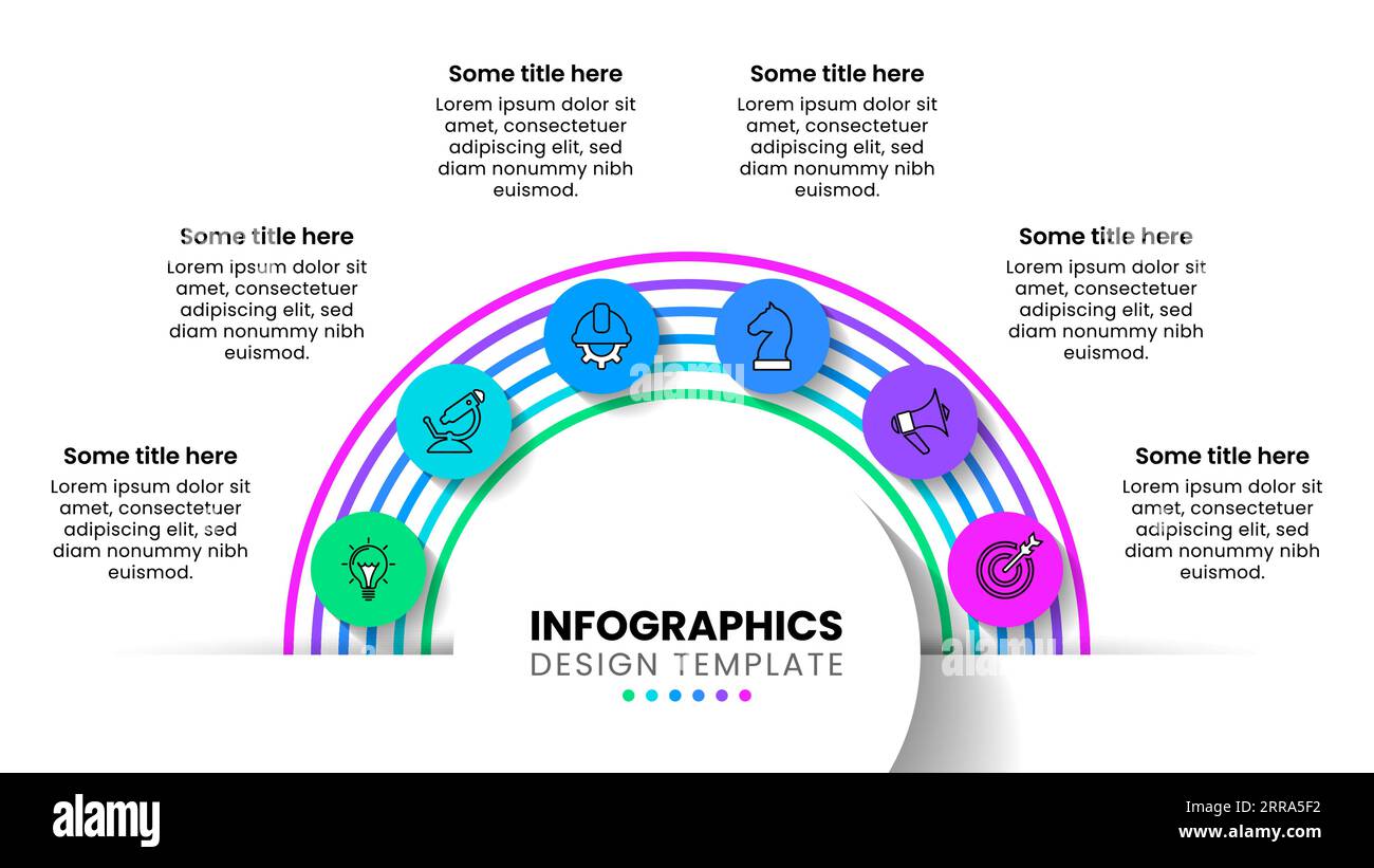 Infographic template with icons and 6 options or steps. Semicircle. Can ...