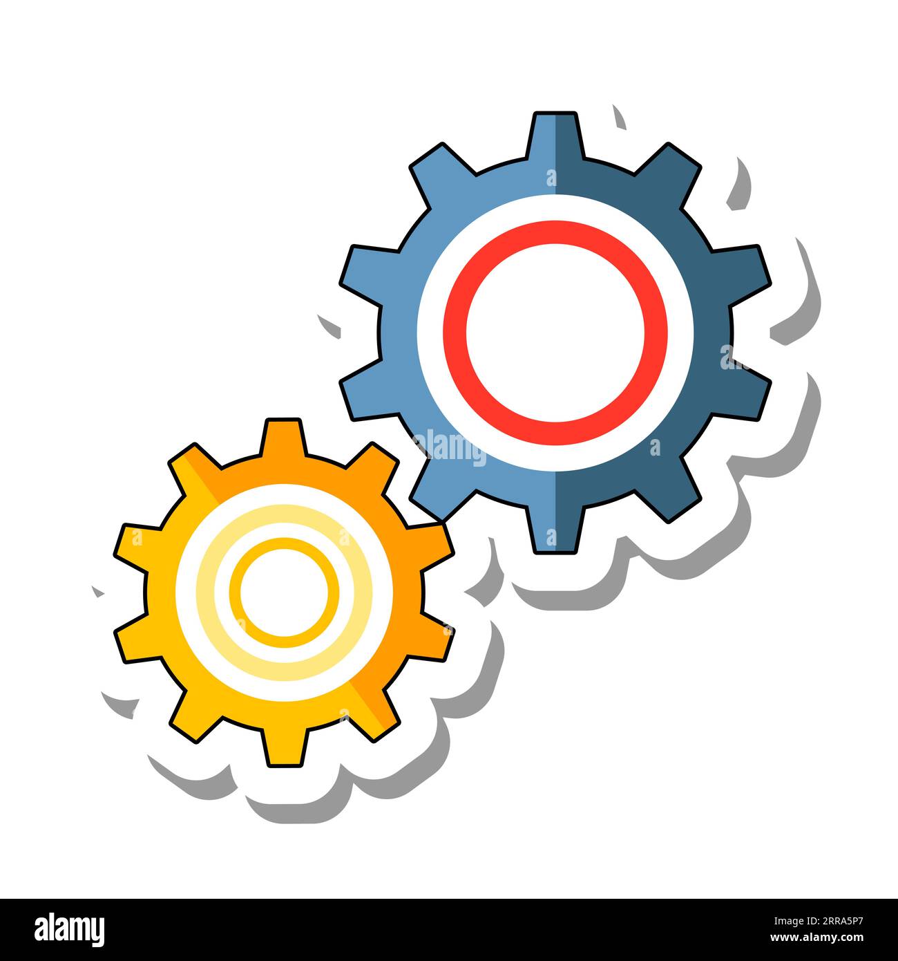Gears of single mechanism meshed together Stock Vector