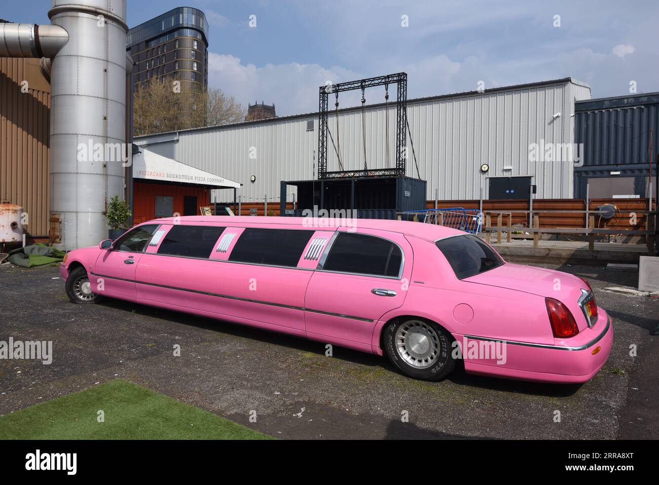 Pink Lincoln Navigator Luxury Car, Stretch Limousine or Long Wheelbase Limousine Stock Photo