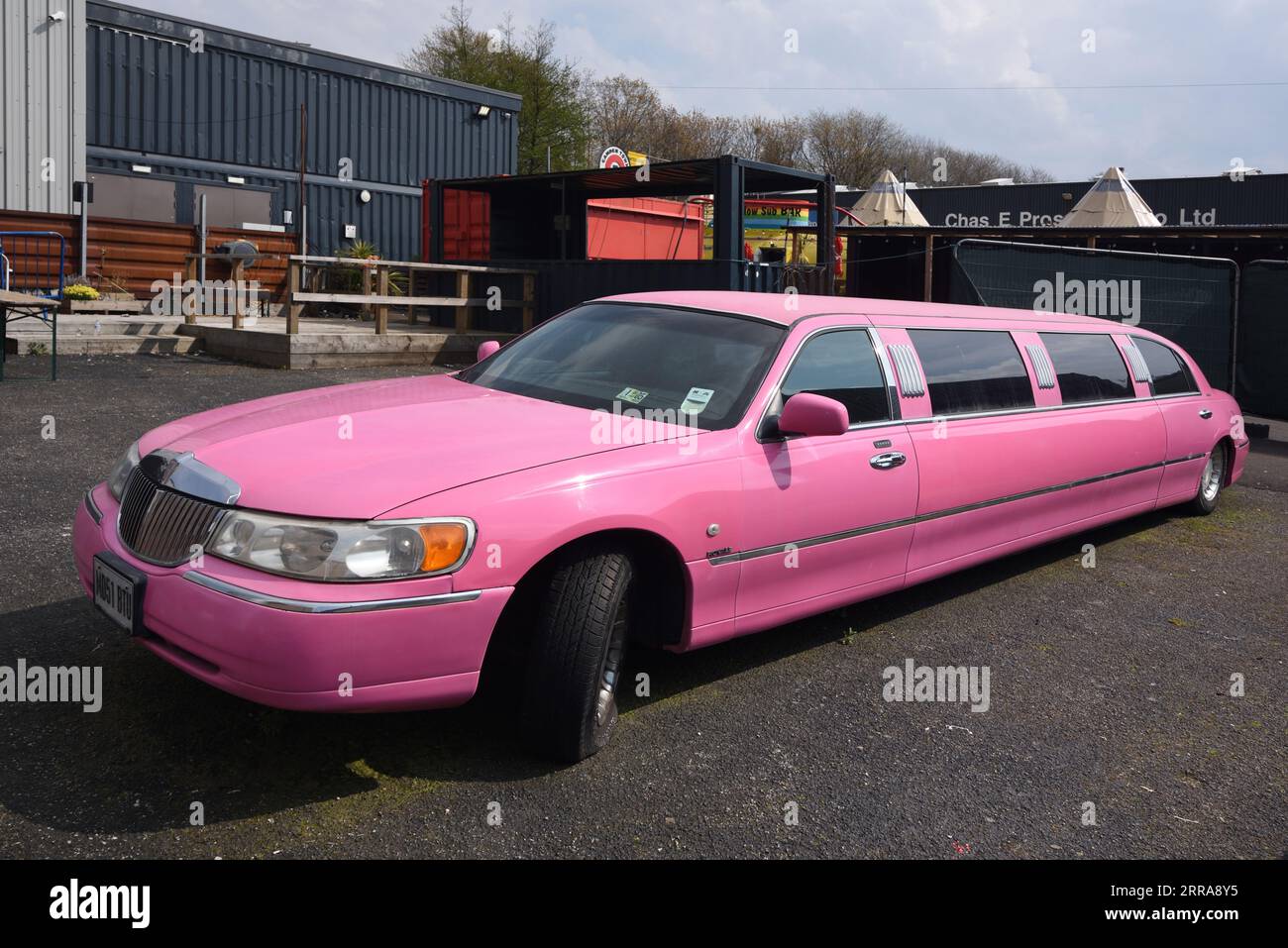 Pink Lincoln Navigator Luxury Car, Stretch Limousine or Long Wheelbase Limousine Stock Photo